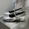 Silver Evening Breeze Soft-soled Shallow Mouth Mary Jane Shoes Women's 2025 New Spring and Summer Word with Retro French High-heeled Single Shoes