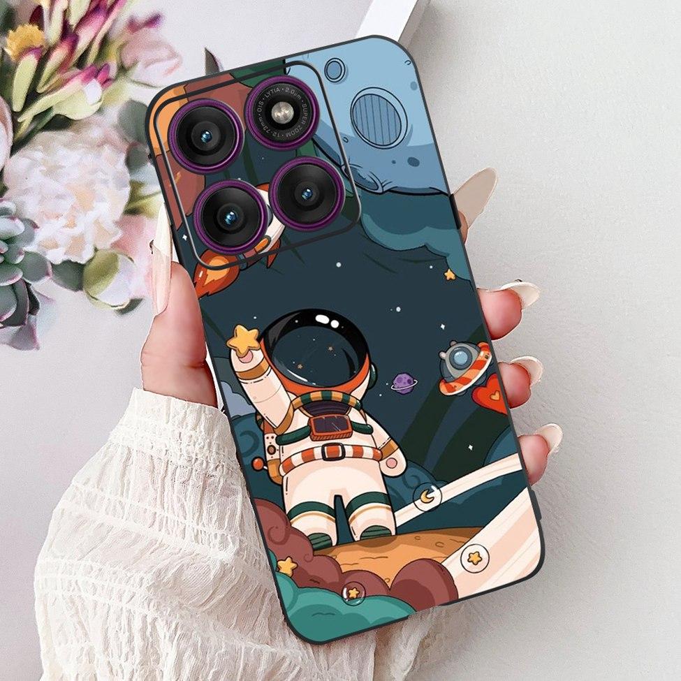 Для Motorola Edge 60Pro XT2507-1 Задняя крышка Для Motorola Edge 60 Pro Чехол Милый Мультяшный Роскошный Цветочный Рисунок Черный Силикон 6.7"