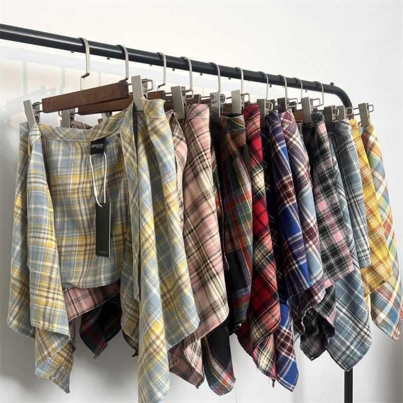 Клетчатая юбка поверх джинсов - Брюки для осенне-зимнего сезона, закрывающие ягодицы