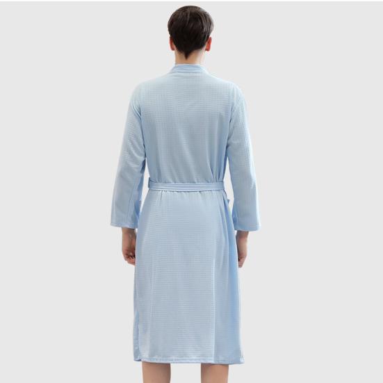 Мужской халат вафельный длинный стиль однотонный тонкий мягкий пижама свободный кардиган мужской