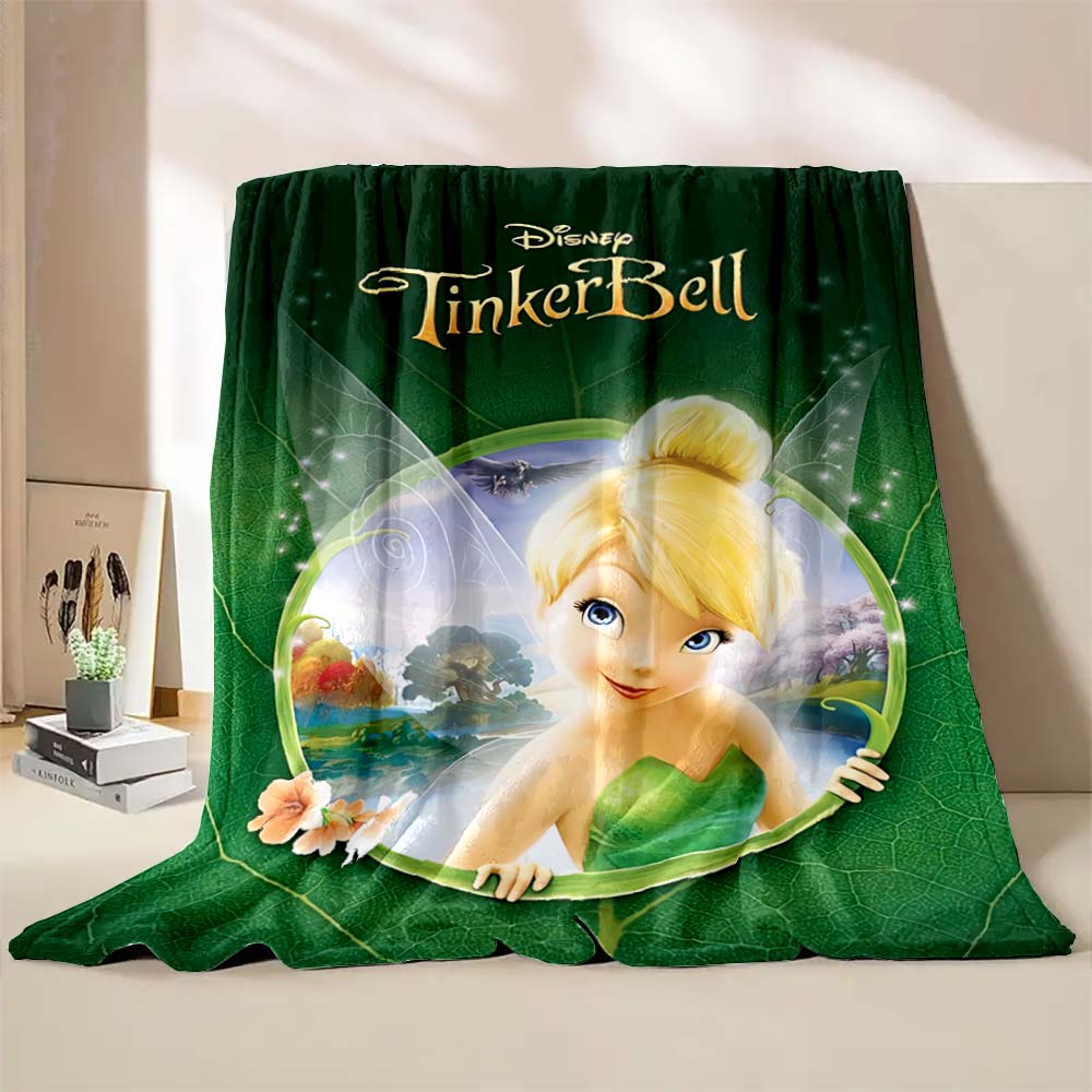 Multi-Style Tinker Bell Cartoon Print Blanket Super Warm Fluffy Bedroom Living Room Sofa Study Office Four Seasons Blanket Gift