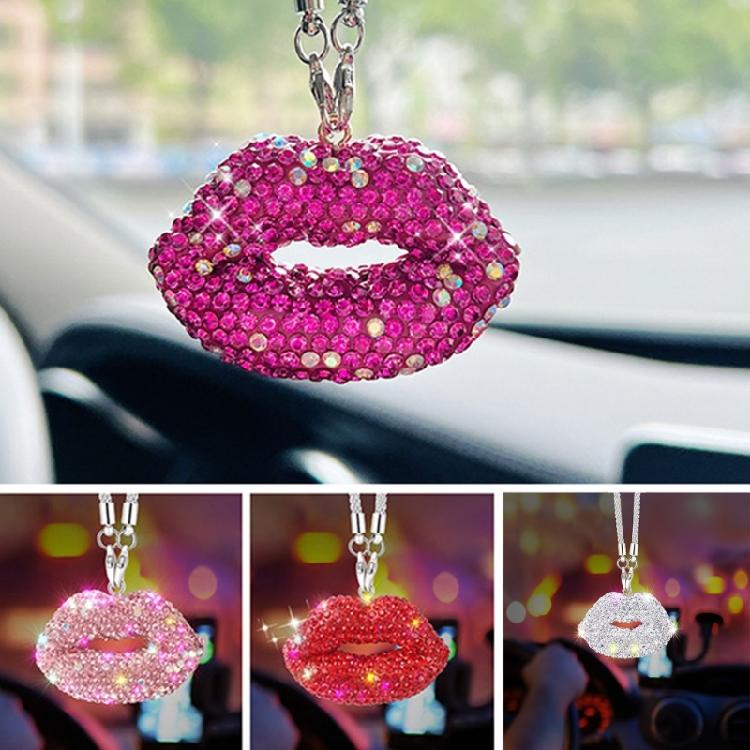 Exciting Lip Crystal Car Rear View Mirror Ornament Stylish Hanging Pendant fashion auto Ornament Colorful for Women