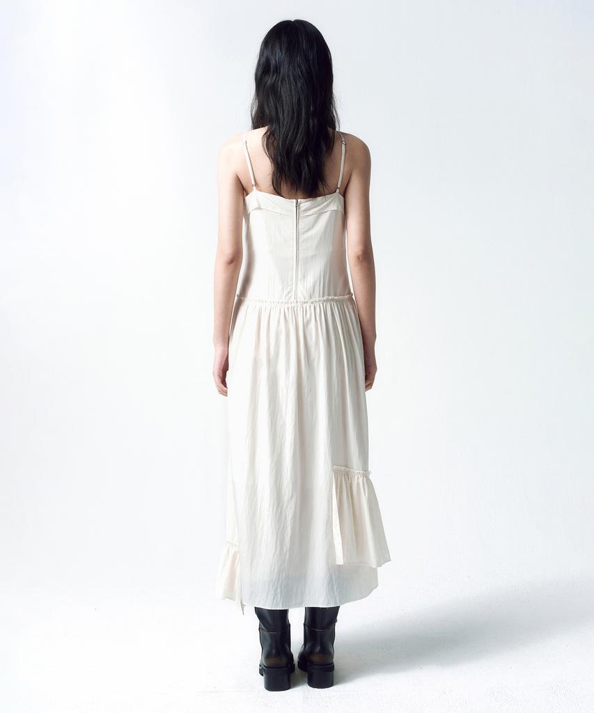 Insilence Woman Vintage Frill Maxi Dress Cream