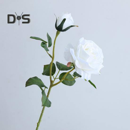Искусственная роза со стеблем 2 головки Не увядает без полива Реквизит для свадебных фото Реалистичные многоразовые ветки искусственных цветов Товары для украшения дома