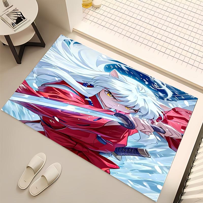 1pc Inuyasha Print Area Rug - Soft, Washable Non-Slip Indoor Mat, Living Room, Home Office Decorative Rug,Office Decorative