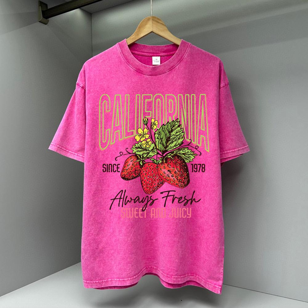 Мужские футболки с принтом «Калифорнийская клубника», винтажные дышащие топы, повседневная футболка, хлопковая футболка Harajuku