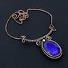 Lab Created Sapphire Gemstone Pure Copper Wire Wrapped Handmade Jewelry Necklace For Gift