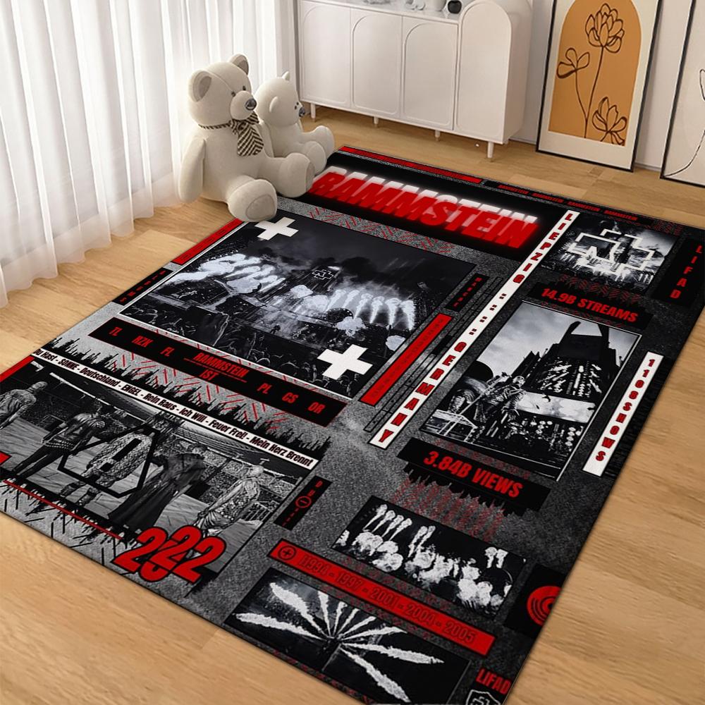 Rammstein Fiery Industrial Metal Band Theme Rug Soundproof Shockabsorbing Carpet For Bathroom Kitchen Home Party Decor Valentine'S Day Gift