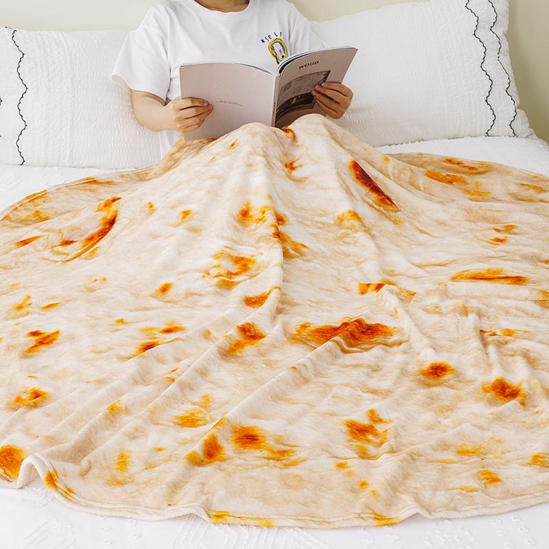 Плед Battilo Tortilla Забавные Пледы с Едой для Кровати Дивана Мягкий Фланелевый Покрывало Теплое Круглое Покрывало Декор Кровати в Клетку