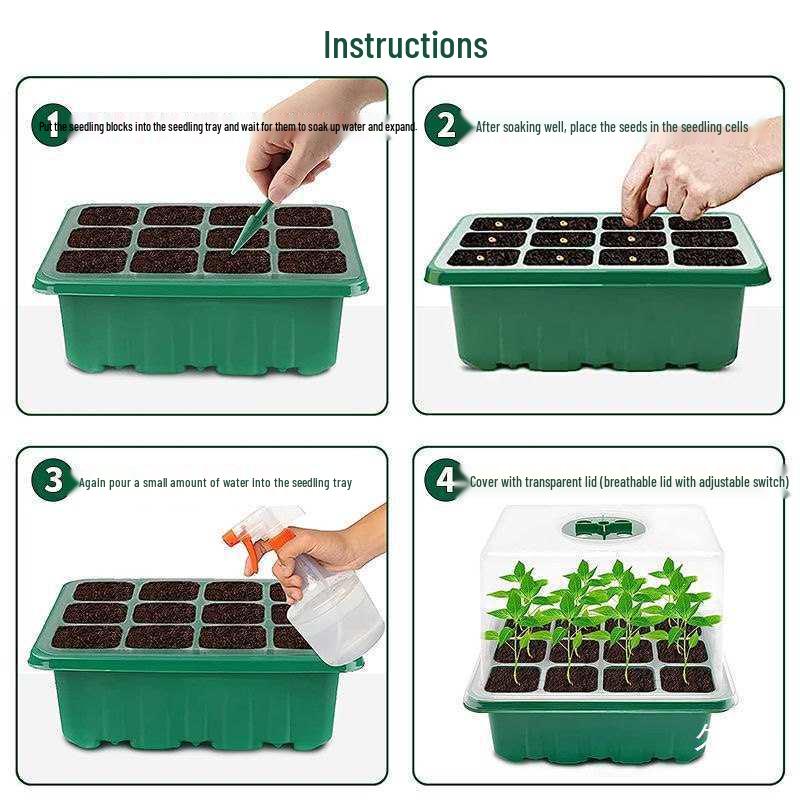 12-Hole Succulent Seedling Tray Set with Lid – Moisture & Temperature Control
