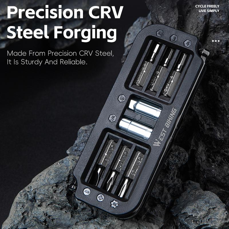 WEST BIKING 10-in-1 Multi Bicycle Tools CRV Steel Bike Repair Kit Portable Hex Wrench Screwdriver Bit Tools Cycling Accessories