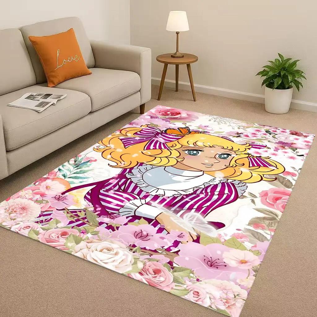 Retro Candy Candy Sweet Girl Cartoon Room Non-Slip Area Rug Soft Carpet for Bedroom Playroom Sofa,Easy Clean Home Decor Doormat