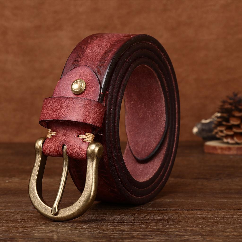 Новый ретро-стираемый очень толстый кожаный ремень мужской с медной пряжкой повседневный ремень мужской