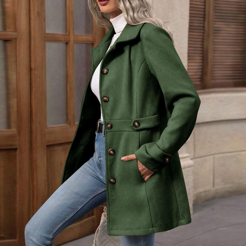 Women S Slim Fit Solid Color Single Breasted Lapel Coat