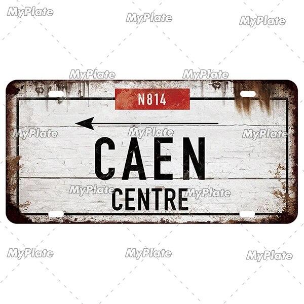 [MyPlate] Vintage Berlin Caen City Road 15x30cm Plate Tin Sign Metal Sign Plaque Home Decoration Shop Bar Pub Poster Metal Wall