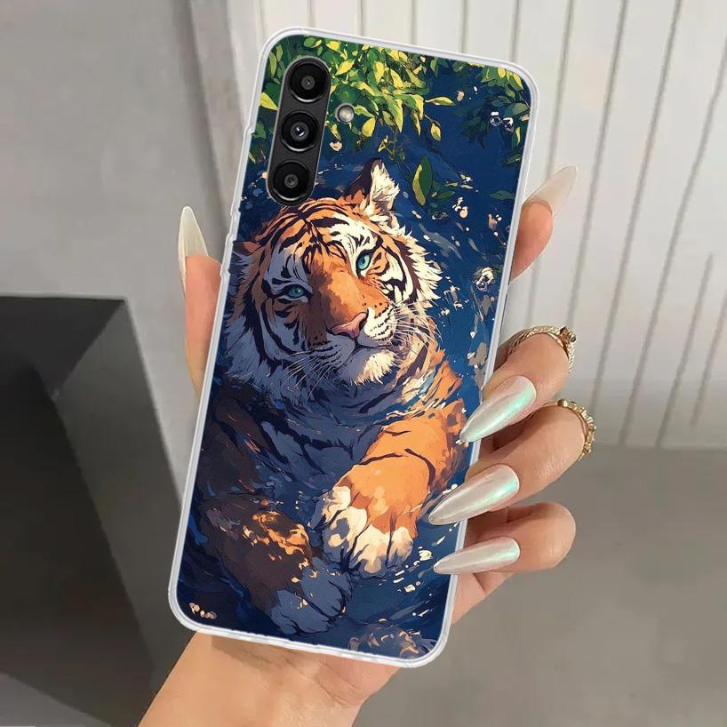Премиальный чехол для телефона с рисунком тигра для Samsung Galaxy A17 A16 A37 A26 A36 A57 A56 A15 A25 A35 A55 A14 A24 A34 A54 A13 A23 A33