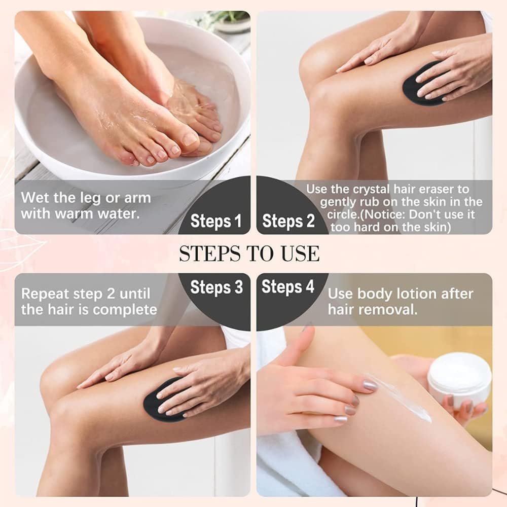 Ластик для волос Crystal Hair Eraser | Многоразовый отшелушивающий инструмент Flawless Magic Removal Stone для безболезненного удаления волос со спины, рук и ног, моющийся и портативный