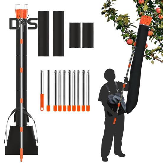 Съемник для фруктов, регулируемая длина до 13 футов, съемник для фруктов с корзиной, простая сборка, съемник для фруктов с сумкой для сбора урожая яблок, манго, апельсинов