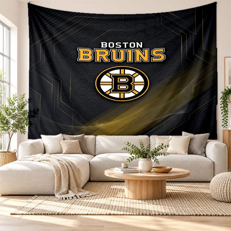 Boston Bruins Wall Tapestry, Soft Fabric Wall Hanging, Decorative Backdrop For Bedroom Home Wall Art