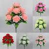 12Heads Silk Rose Artificial Flowers Fake Bouquet Wedding Party Home Grave Decor