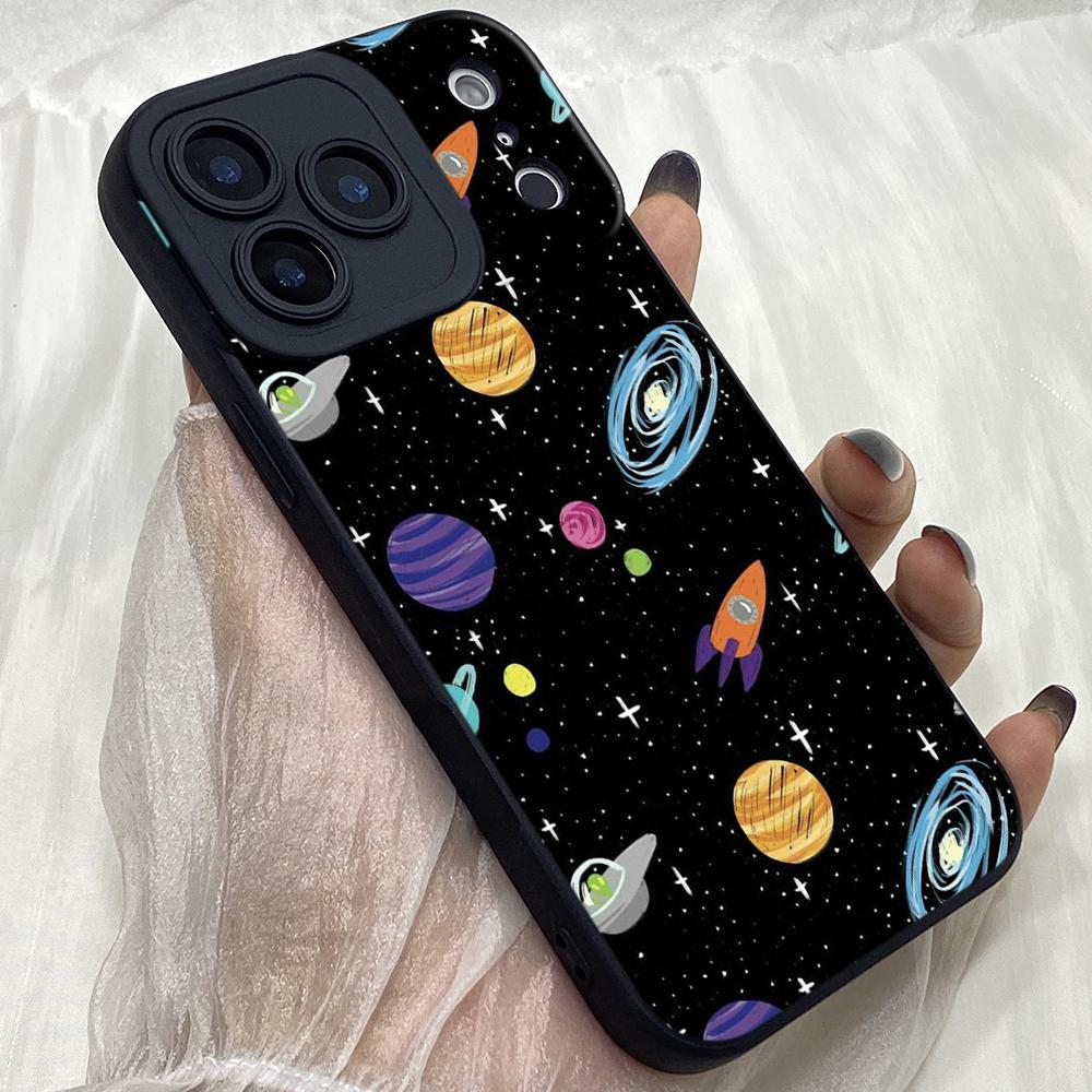 M452 Cute little astronaut in space Art Angel Eyes Soft Phone Cases for iPhone Samsung Galaxy Xiaomi Rdemi Huawei Honor Infinix Realme OPPO All Model