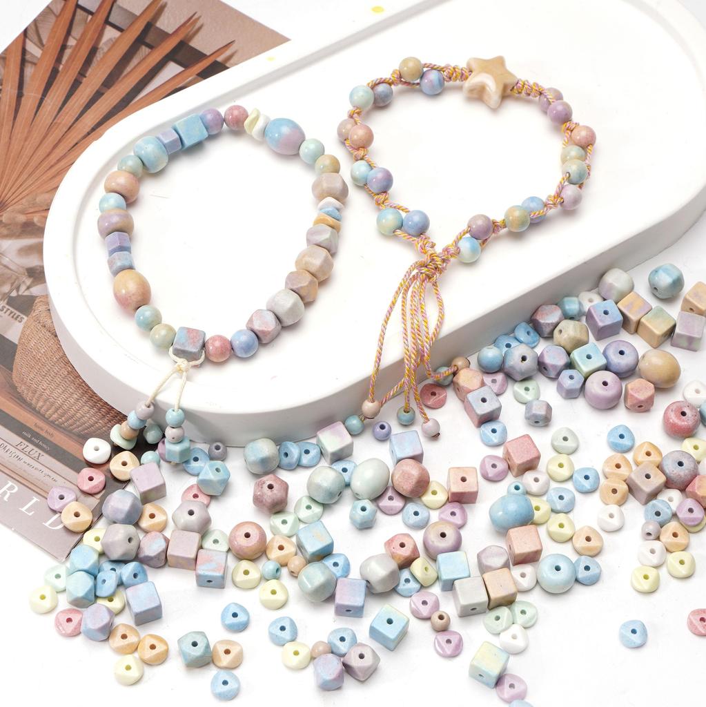 2/5 шт. Натуральный камень Альха Радужный камень Геометрические цельные бусины Разделительные бусины Рассыпные бусины для изготовления браслетов, ожерелий, ювелирных изделий своими руками