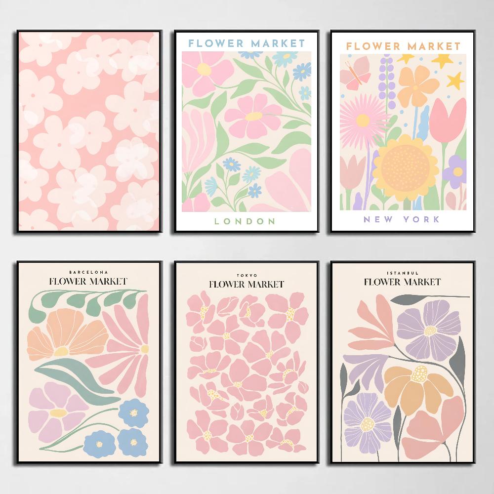1 шт. Цветочный рынок настенное искусство красочный скандинавский плакат с растениями HD постеры для дома, комнаты, бара, кафе декор искусство настенная живопись картина