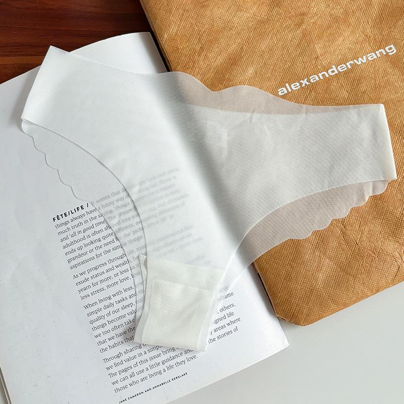 Женские прозрачные трусики Ice Silk с низкой талией, сексуальное однотонное нижнее белье с волнистым краем в форме буквы Т