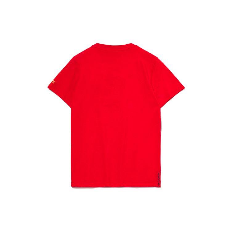 Li Ning Sports Fashion Series Daily Progress Cartoon Round Neck Short Sleeve T Shirt Women Tops Cinnabar-Red AHSR002-1
