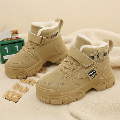 Флисовые теплые детские водонепроницаемые хлопковые ботинки кроссовки хлопковая обувь