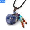 Natural Crystal Heart Pendant Necklace Short Tassel Seven Chakras Necklace Texture Jewelry