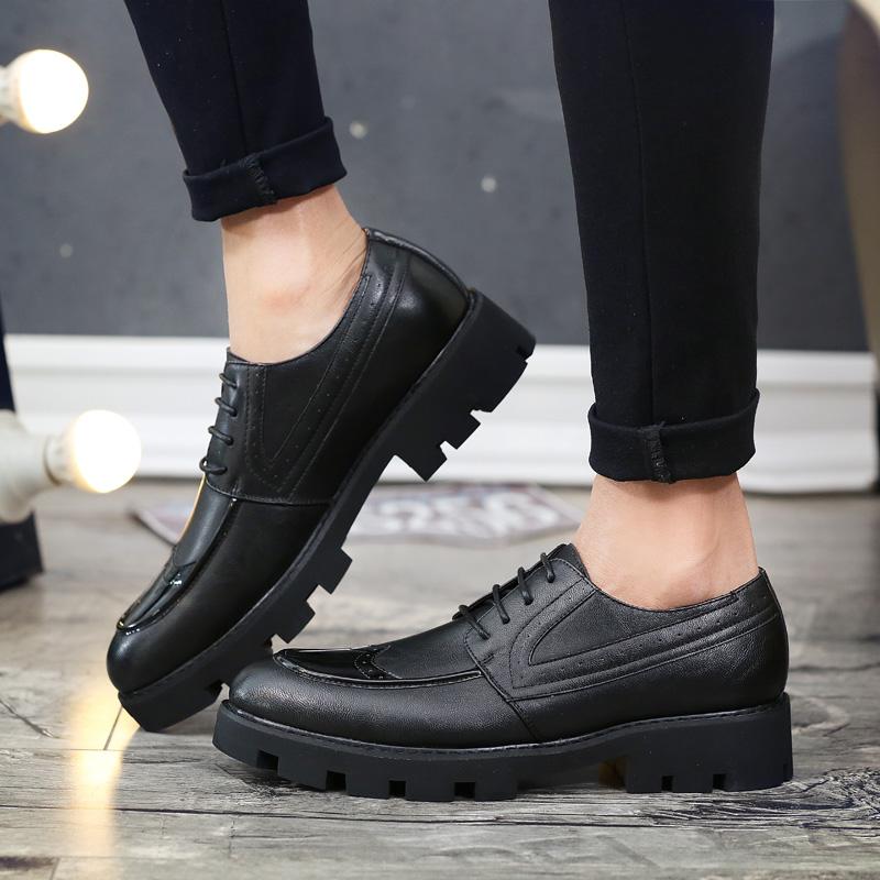 Модные мужские туфли-броги на толстой подошве, увеличивающие рост, универсальные туфли высокого класса для делового стиля, рабочая обувь для мужчин