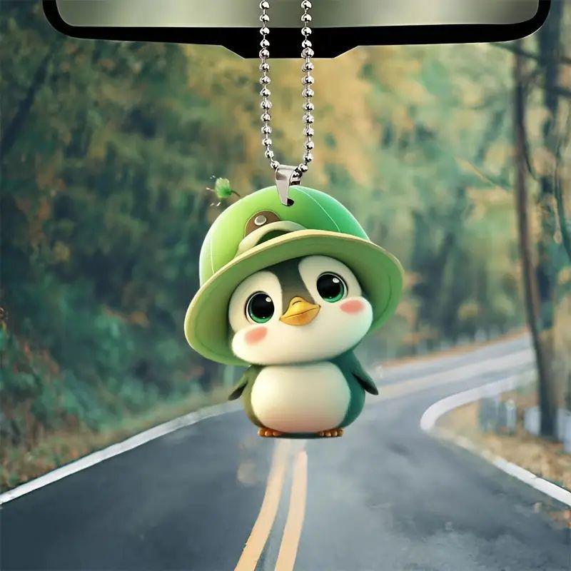 Cute New Green Little Penguin Acrylic Pendant Cross-border Flat Car Decoration Pendant Keychain Pendant