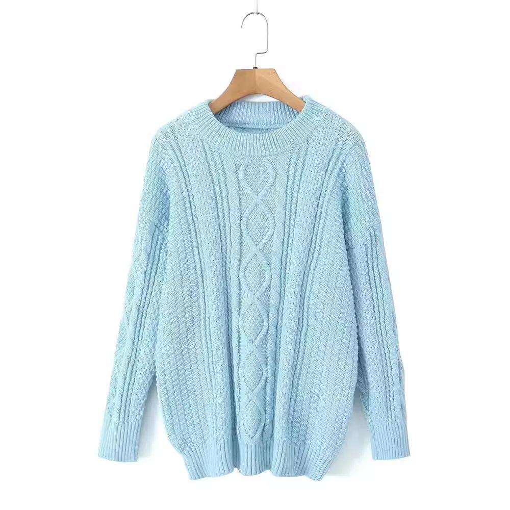 Женский простой повседневный уличный свитер, толстый вязаный свитер, зимний модный свитер с длинным рукавом, жаккардовый свитер, топы, джемперы