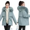 Winter Cotton-padded Clothes Women's Medium and Long Pie Overcomes Hairy Inner Fur Collar Hooded Down Cotton-padded Clothes Women's