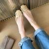 Fashion Flat Single Shoes Autumn New Square Toe Shallow Mouth Metal Buckle Soft Sole Non-slip Wear-resistant Low-top Shoes