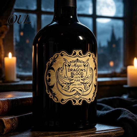 Zombie Theme Beverage Labels 12Pcs Halloween Wine Bottle Labels, Vintage Retro Stickers with Witch Skull Style Decorative Bat Pumpkin Design,