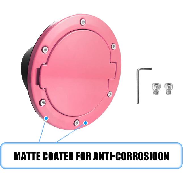 X AUTOHAUX Pink Aluminum Alloy ABS Gas Fuel Filler Door Cover for Jeep Wrangler JK JKU Sport Rubicon Sahara Unlimited 2007-2018 Fuel Filler Cover