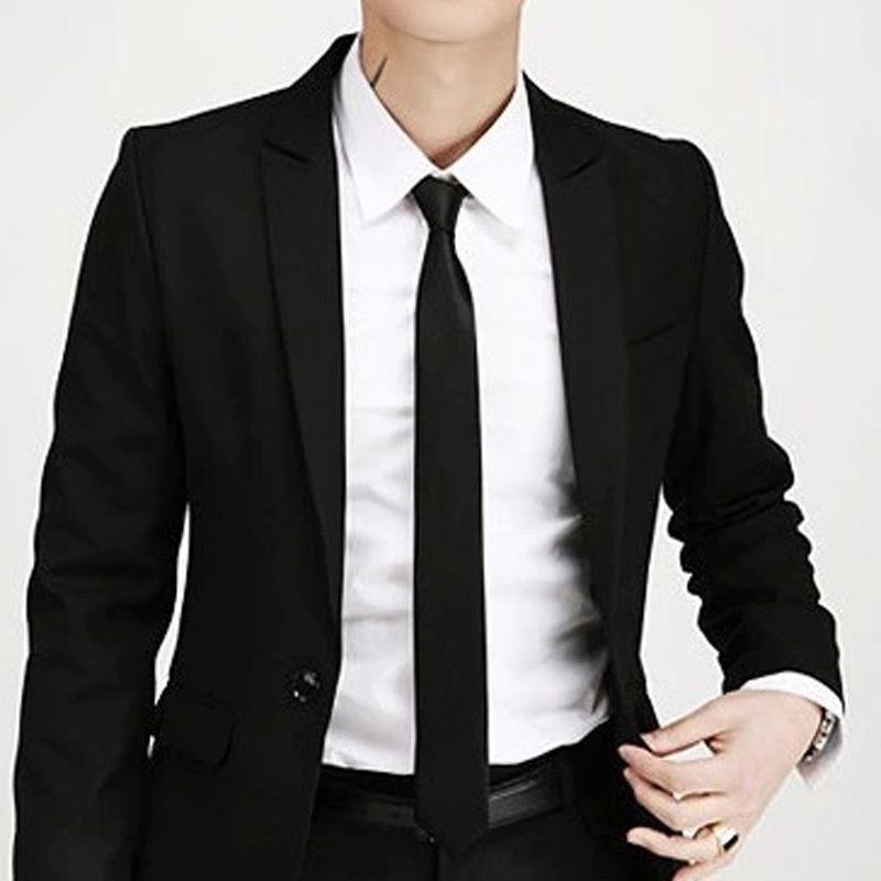 Ханью модный повседневный тонкий простой мужской однотонный узкий вырез для вечеринки свадебный галстук шелковый галстук