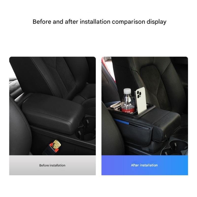 Многофункциональная автомобильная подлокотник-бокс, кожаная подушка с 2 USB-портами для быстрой зарядки и местом для хранения
