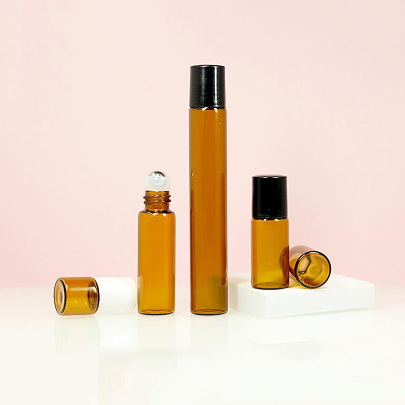 1 мл, 2 мл, 3 мл, 5 мл, 10 мл, янтарный тонкий стеклянный рулон на бутылке, пустая многоразовая бутылка, образец тестового эфирного масла, флаконы для духов с роликом
