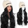 Synthetic Wig Hat Wig Warm Knitted Hat with Water Ripple Curls Women's Hat Wig Suitable for Daily Wear In Winter and Autumn