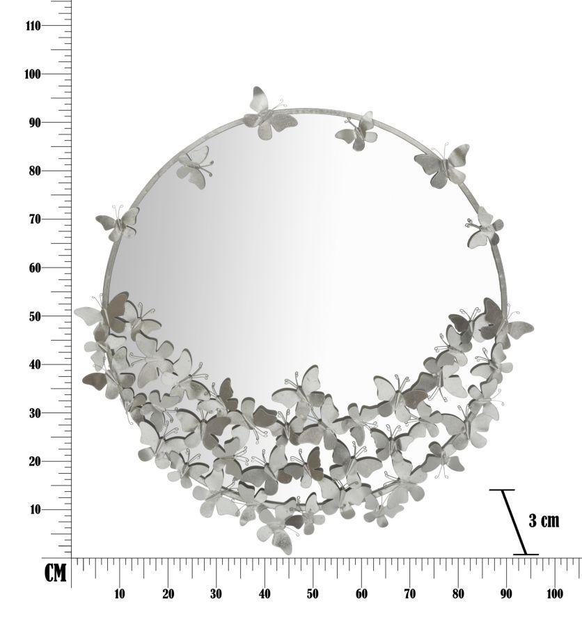 Wall Mirror Butterfly Round Silver Cm Ø 91X3X94