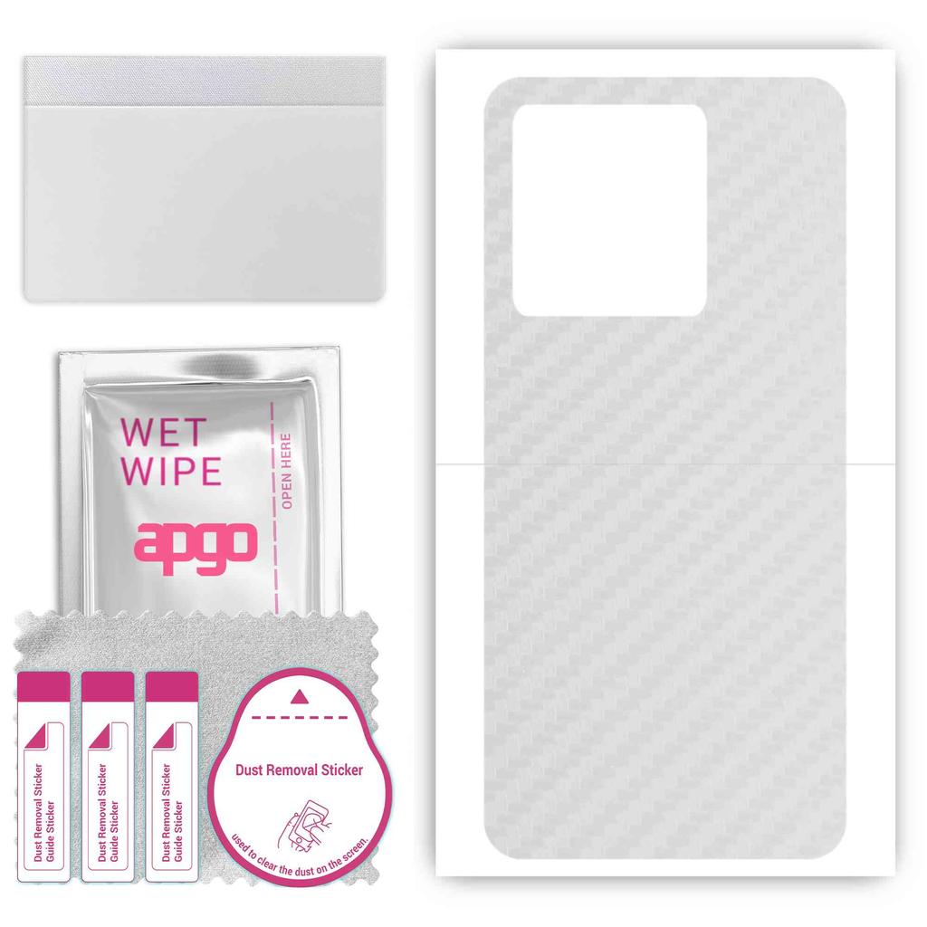 apgo Protective Skin Sticker for the Back Compatible with ZTE Axon 50 Lite, Wrap Film, Foil, Vinyl - Pattern Transparent Carbon