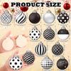 12pcs 8cm Christmas Balls Ornaments Funny Wooden Shatterproof Christmas Tree Decorations Black White Ball Christmas Decor