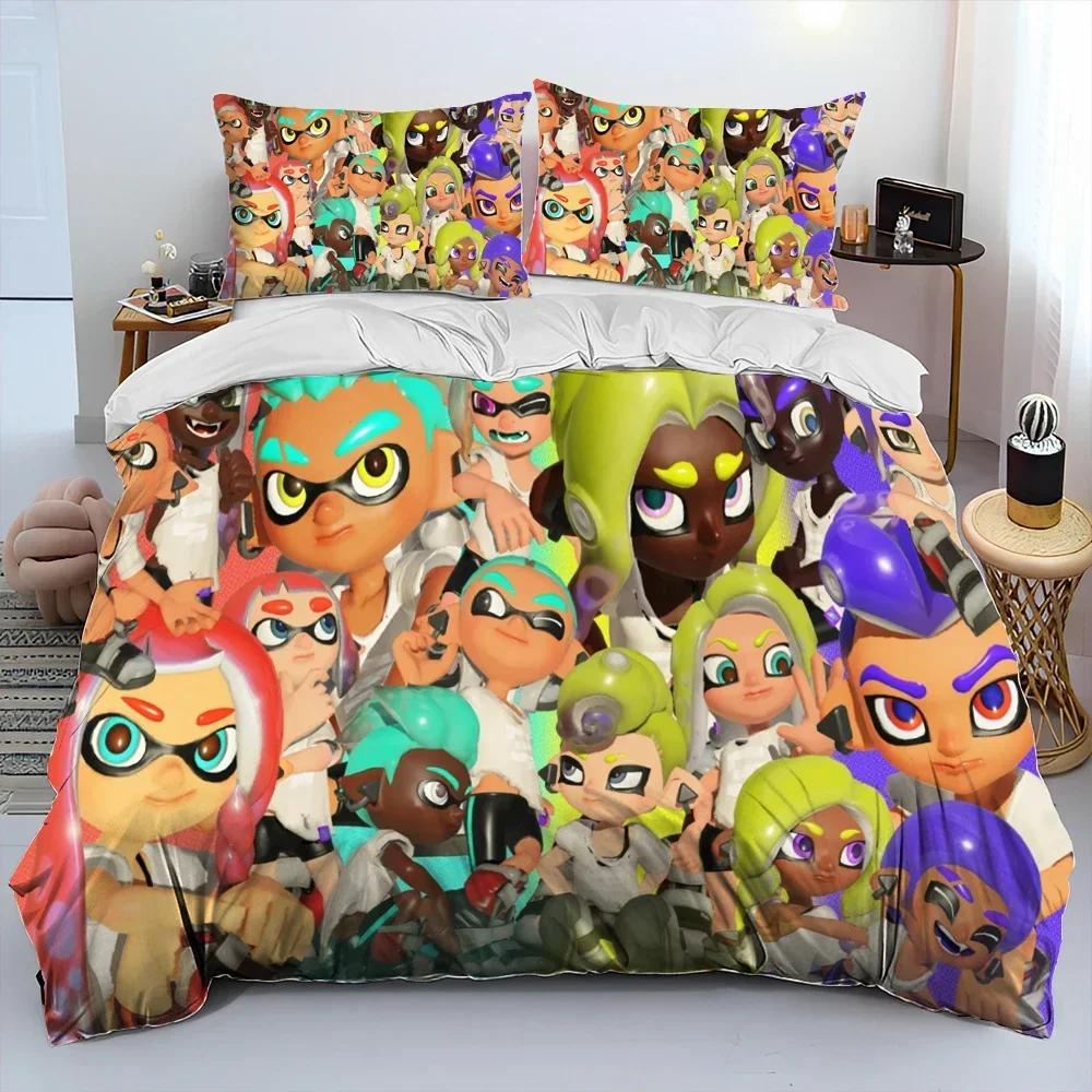 S-Splatoon Игра Геймер Мультяшный Удобное Одеяло Пододеяльник Наволочка Комплект Постельного Белья Детская Спальня Декор Домашний Текстиль