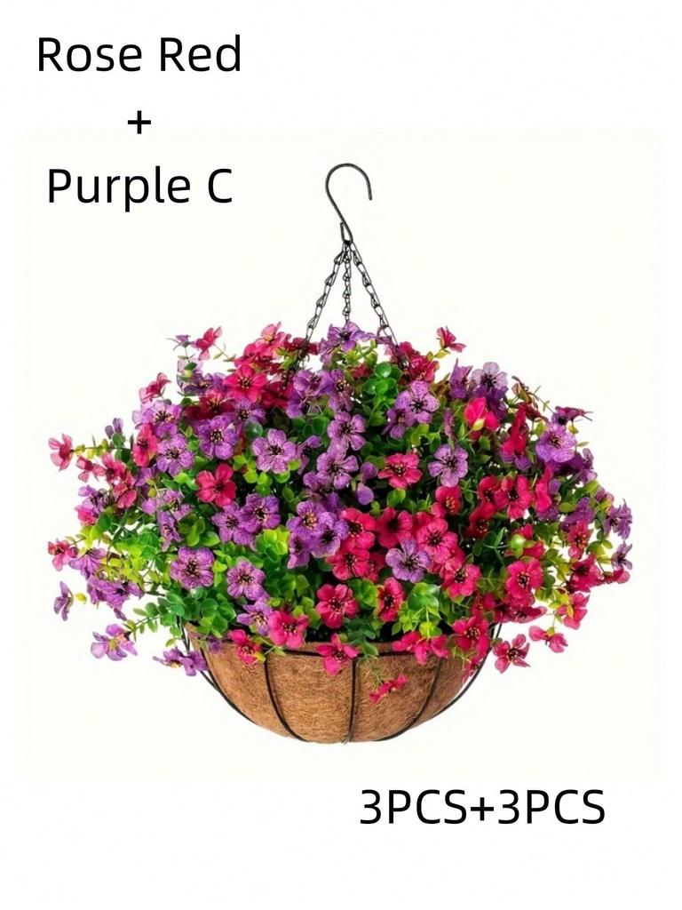 Indoor and Outdoor Artificial Daisies Hanging Flower Basket Decoration - Aesthetic Room and Garden Decoration 6 Pieces 1 Set