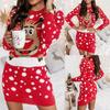 Women's  Winter Christmas Elk Sweater Long Sleeve Dress