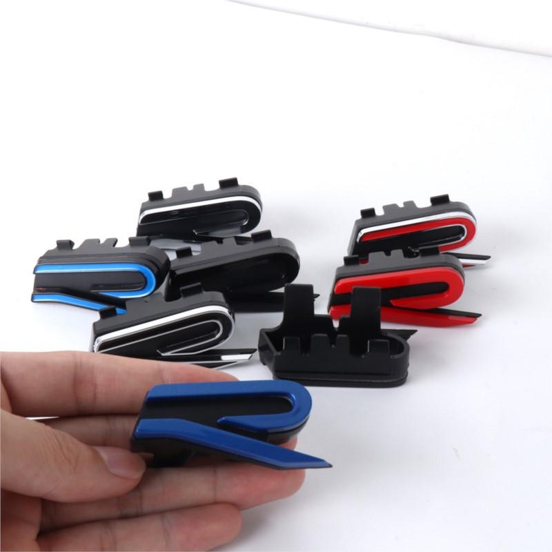 AABIQ1 3D New R Emblem Car Front Grille Badge Decoration Sticker For Volkswagen VW Polo Passat B6 B7 Golf MK4 MK5 Jetta Touareg Tiguan