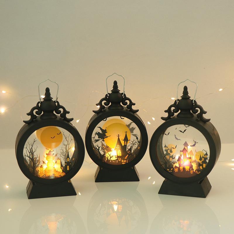 2025 Halloween LED Hanging Pumpkin Lantern Light Ghost Lamp Candle Light Retro Halloween Party Home Christmas Decoration
